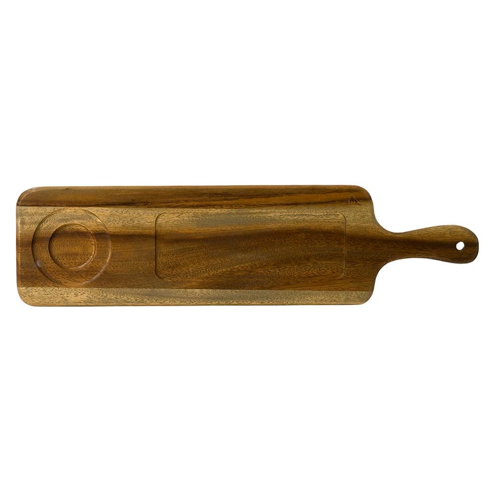 Dudson FN283 Rectangular Serving Board w/ Handle - 21 1/2" x 5 1/2", Acacia Wood