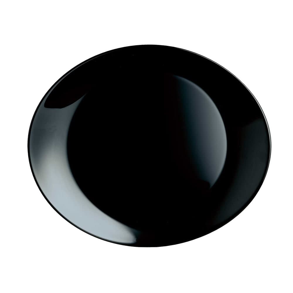 Arcoroc P1140 Oval Evolutions Steak Plate - 11 3/4" x 10", Glass, Black