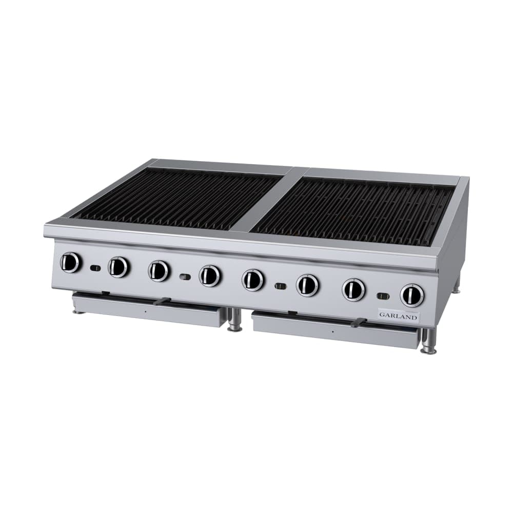 Garland GTBG48-AR48 48" Countertop Charbroiler, Adjustable Cast Iron Grates, Liquid Propane