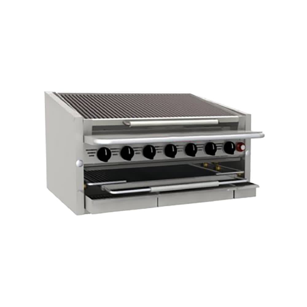 Bakers Pride C-72RS-C 72" Countertop Gas Charbroiler w/ Coal Radiants - (16) Burners, Natural Gas