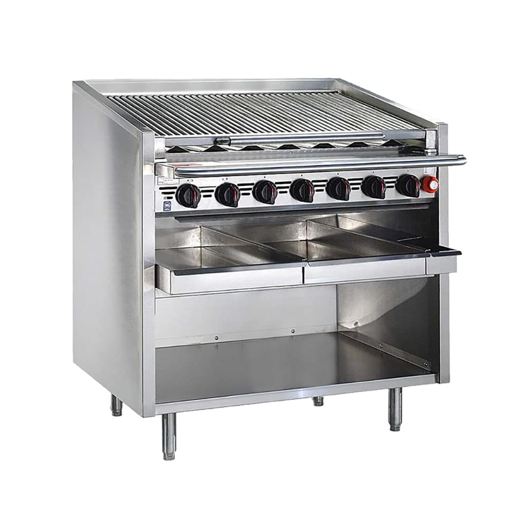Bakers Pride F-24RS-C 24" Floor Model Gas Charbroiler w/ Coal Radiants - (4) Burners, Natural Gas