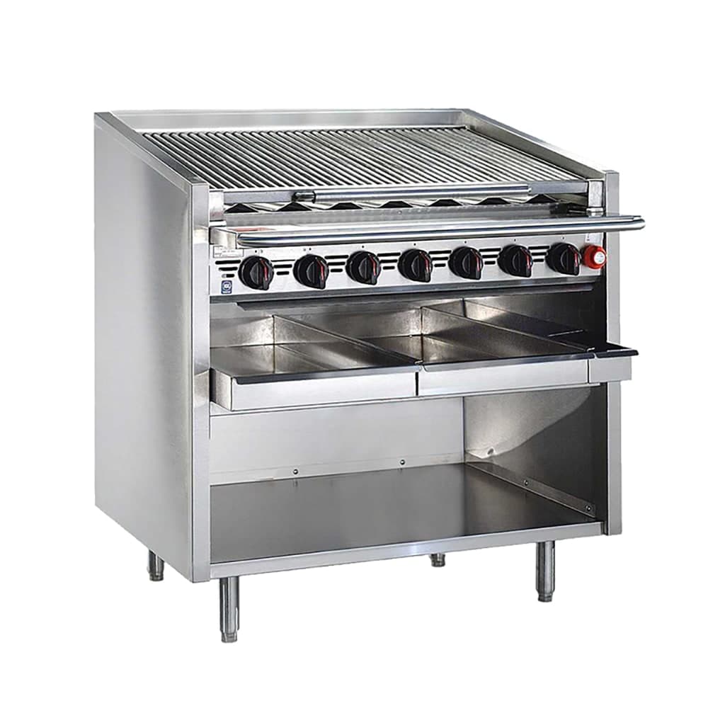 Bakers Pride F-24RS 24" Floor Model Gas Charbroiler w/ Stainless Steel Radiants - (4) Burners, Liquid Propane
