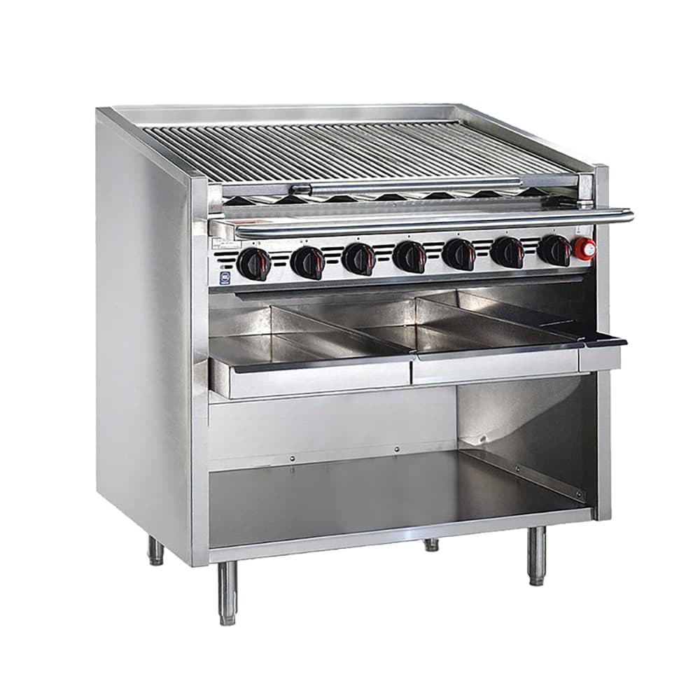 Bakers Pride F-24RS 24" Floor Model Gas Charbroiler w/ Stainless Steel Radiants - (4) Burners, Natural Gas