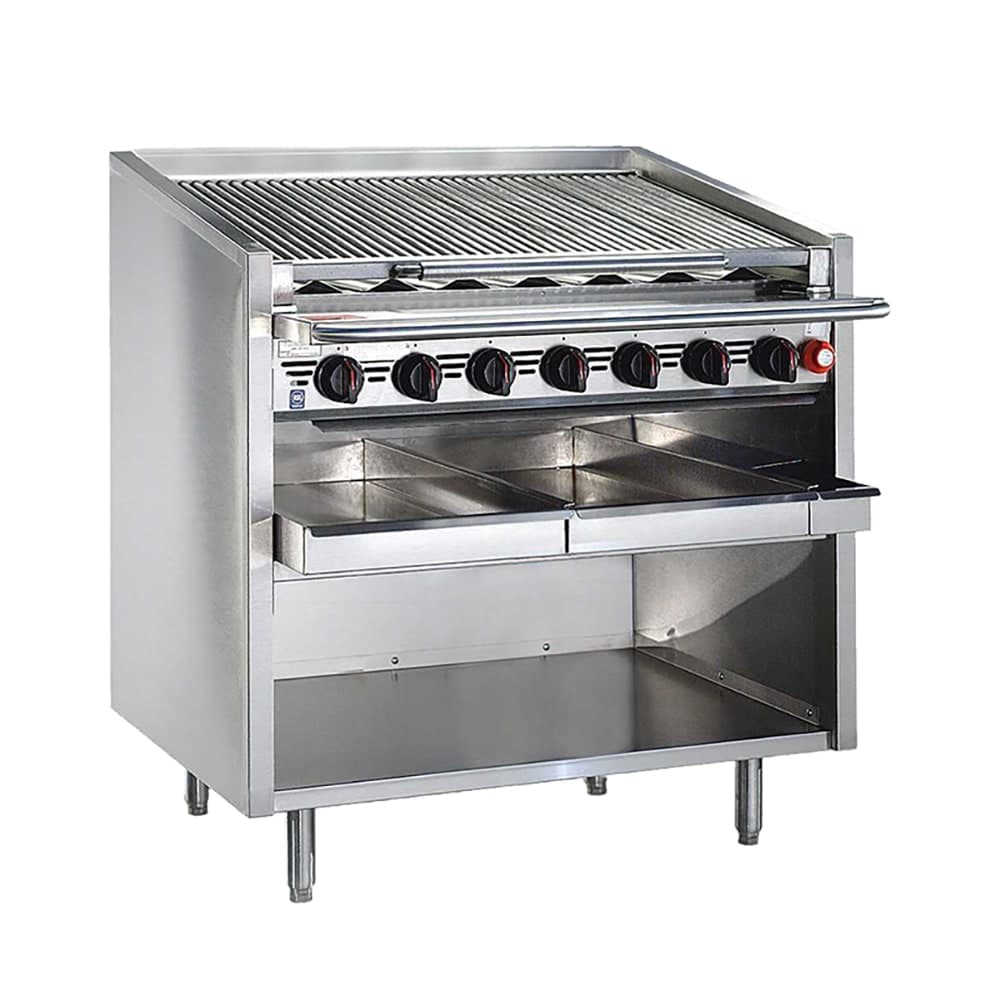 Bakers Pride F-60RS 60" Floor Model Gas Charbroiler w/ Stainless Steel Radiants - (13) Burners, Liquid Propane