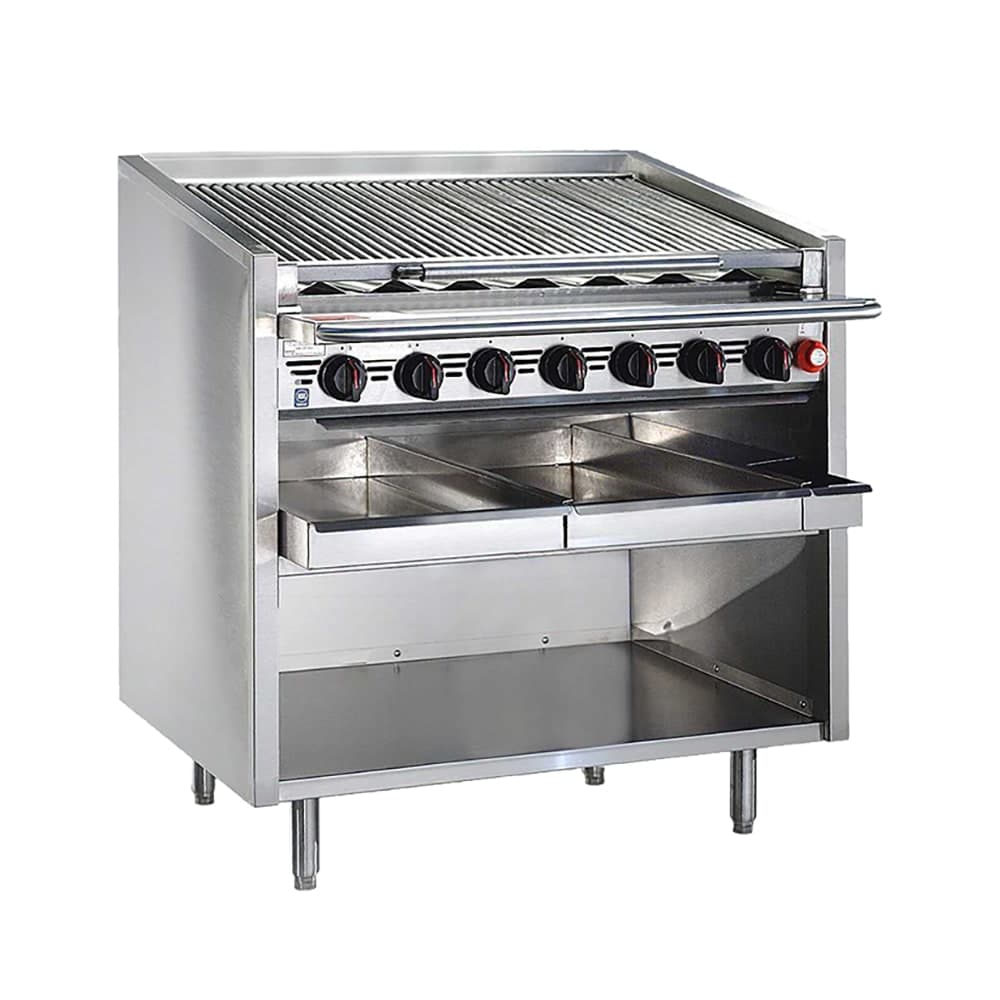 Bakers Pride F-60RS 60" Floor Model Gas Charbroiler w/ Stainless Steel Radiants - (13) Burners, Natural Gas