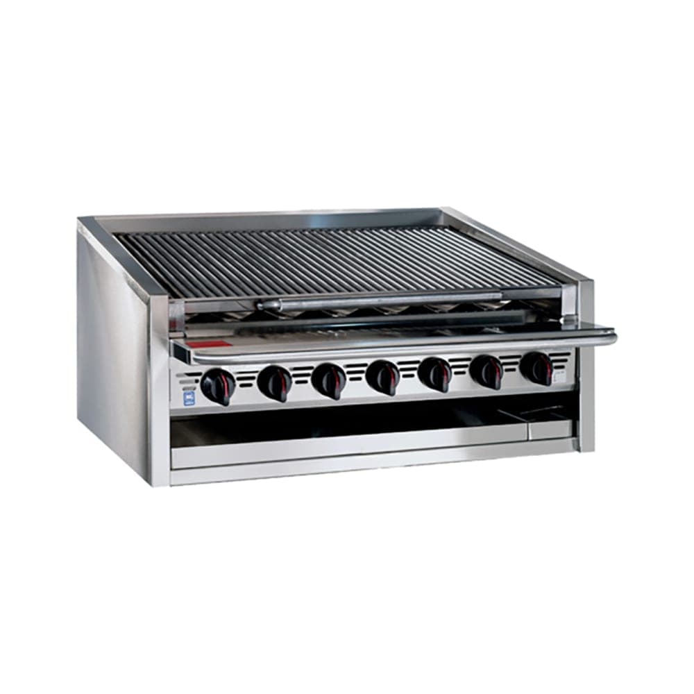 Bakers Pride L-36RS-C 36" Countertop Gas Charbroiler w/ Coal Radiants - (7) Burners, Liquid Propane