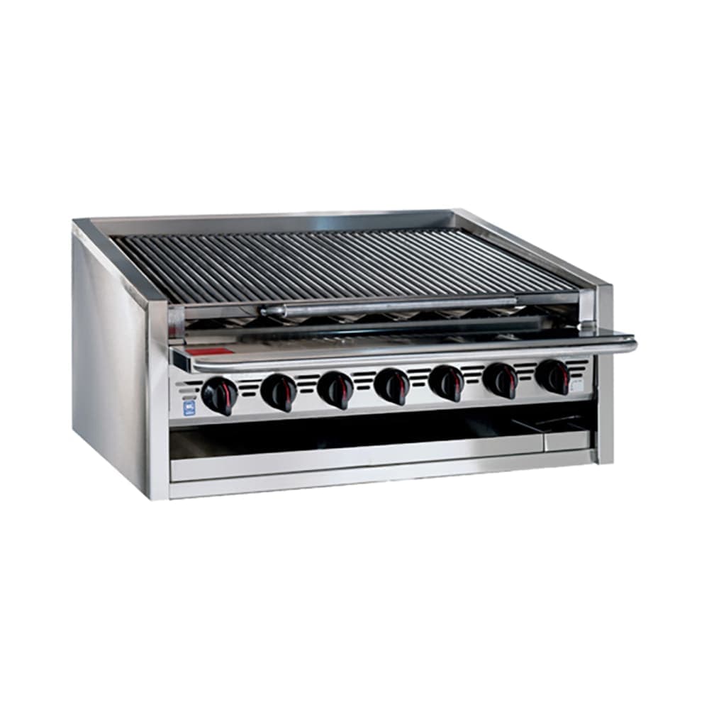Bakers Pride L-36RS 36" Countertop Gas Charbroiler w/ Stainless Steel Radiants - (7) Burners, Natural Gas