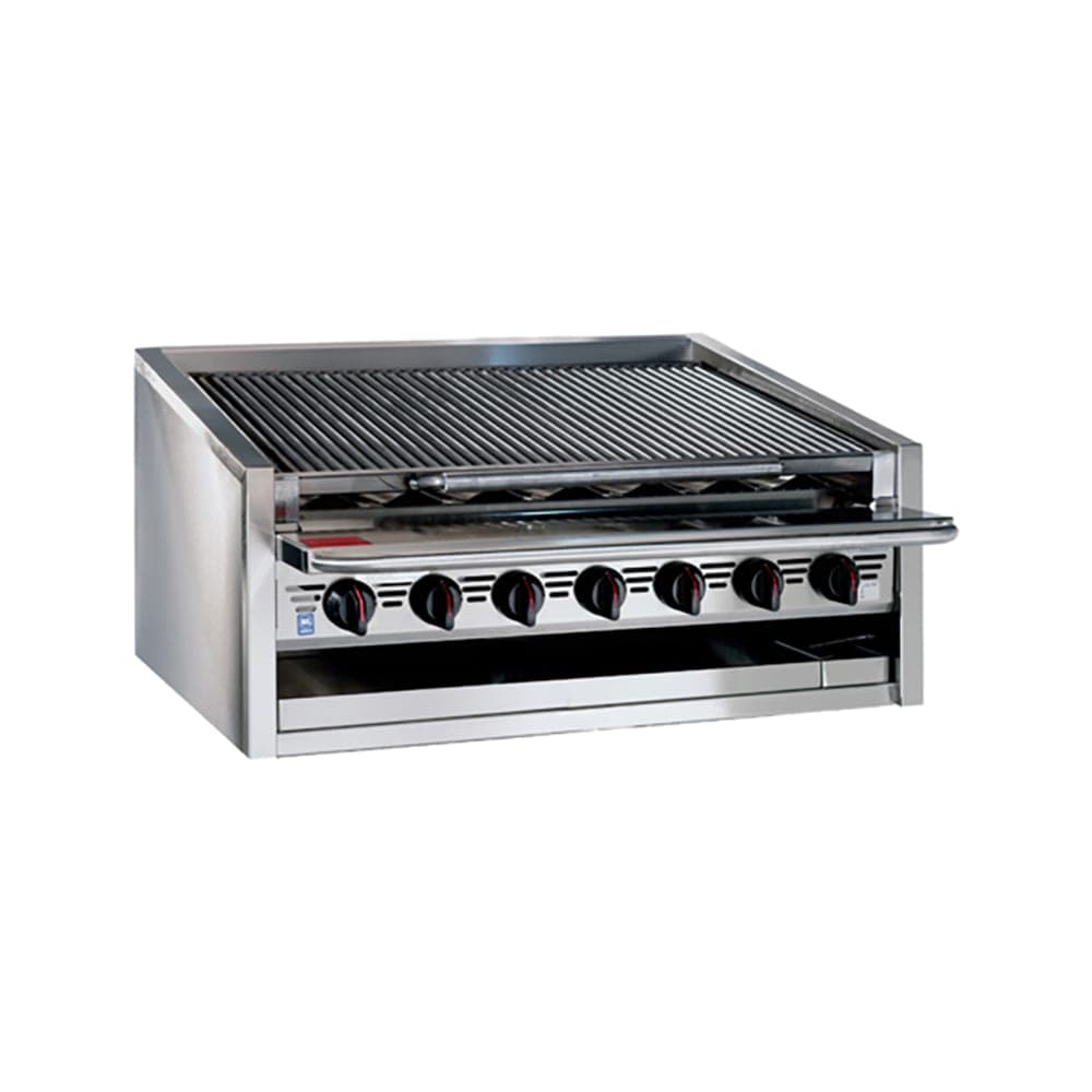 Bakers Pride L-48RS-R 48" Countertop Gas Charbroiler w/ Cast Iron Radiants - (10) Burners, Natural Gas