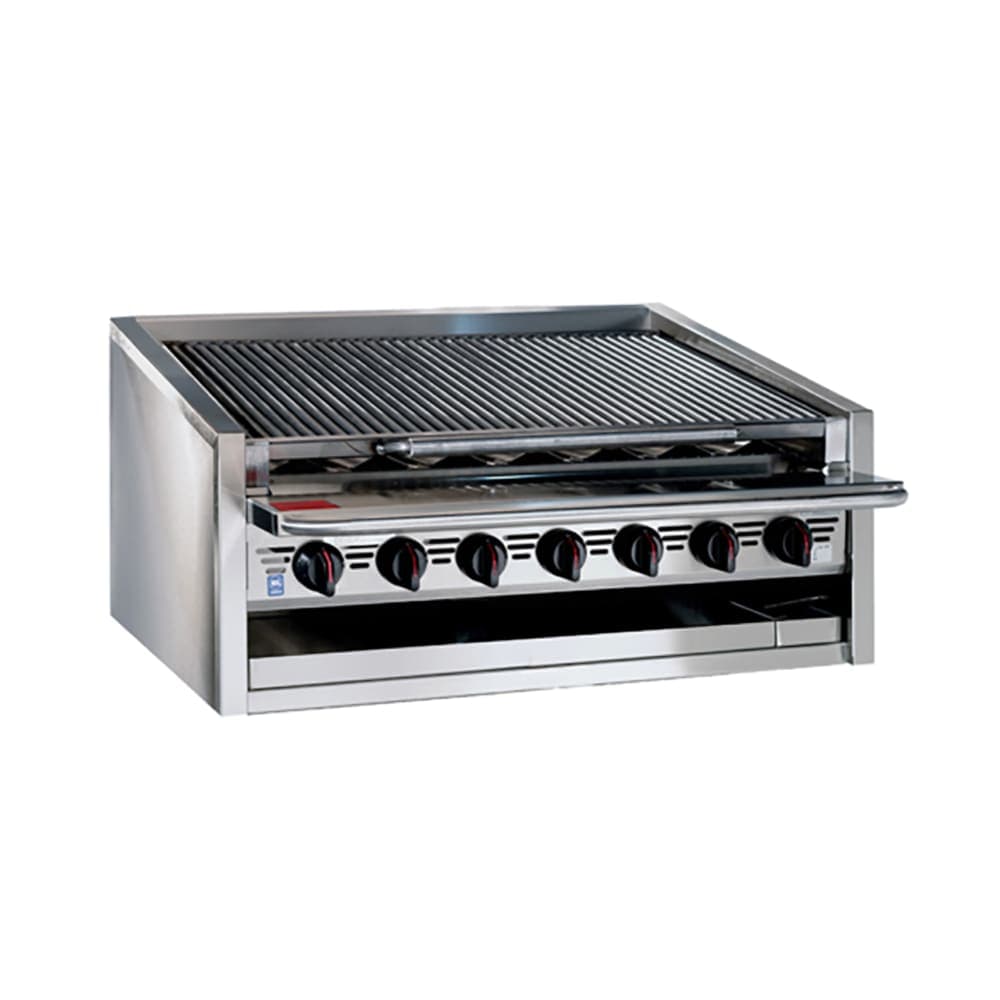 Bakers Pride L-60RS-R 60" Countertop Gas Charbroiler w/ Cast Iron Radiants - (13) Burners, Natural Gas