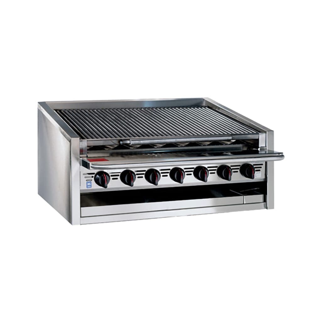 Bakers Pride L-72RS-C 72" Countertop Gas Charbroiler w/ Coal Radiants - (16) Burners, Natural Gas