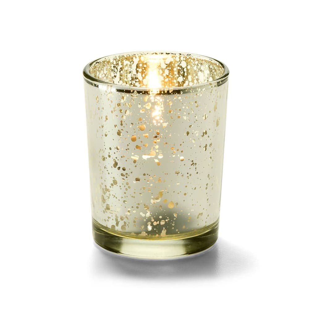 Hollowick 5100 Fleck Tealight Candle Holder for HD8 - 2 5/8" x 2 1/8", Golden Glitter