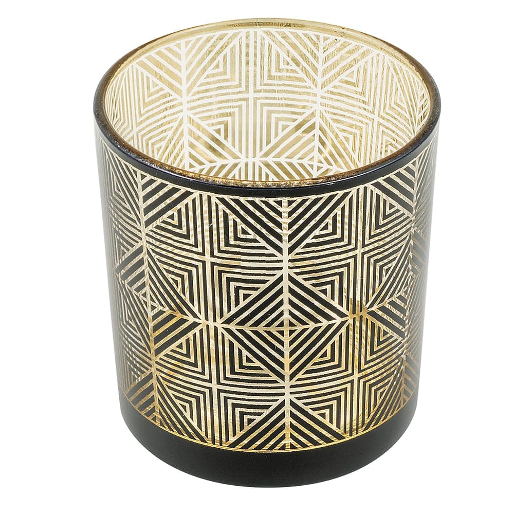 Hollowick 5120 Sussex™ Geometric Votive Lamp - 2 9/10"D x 3 3/20"H, Black & Gold