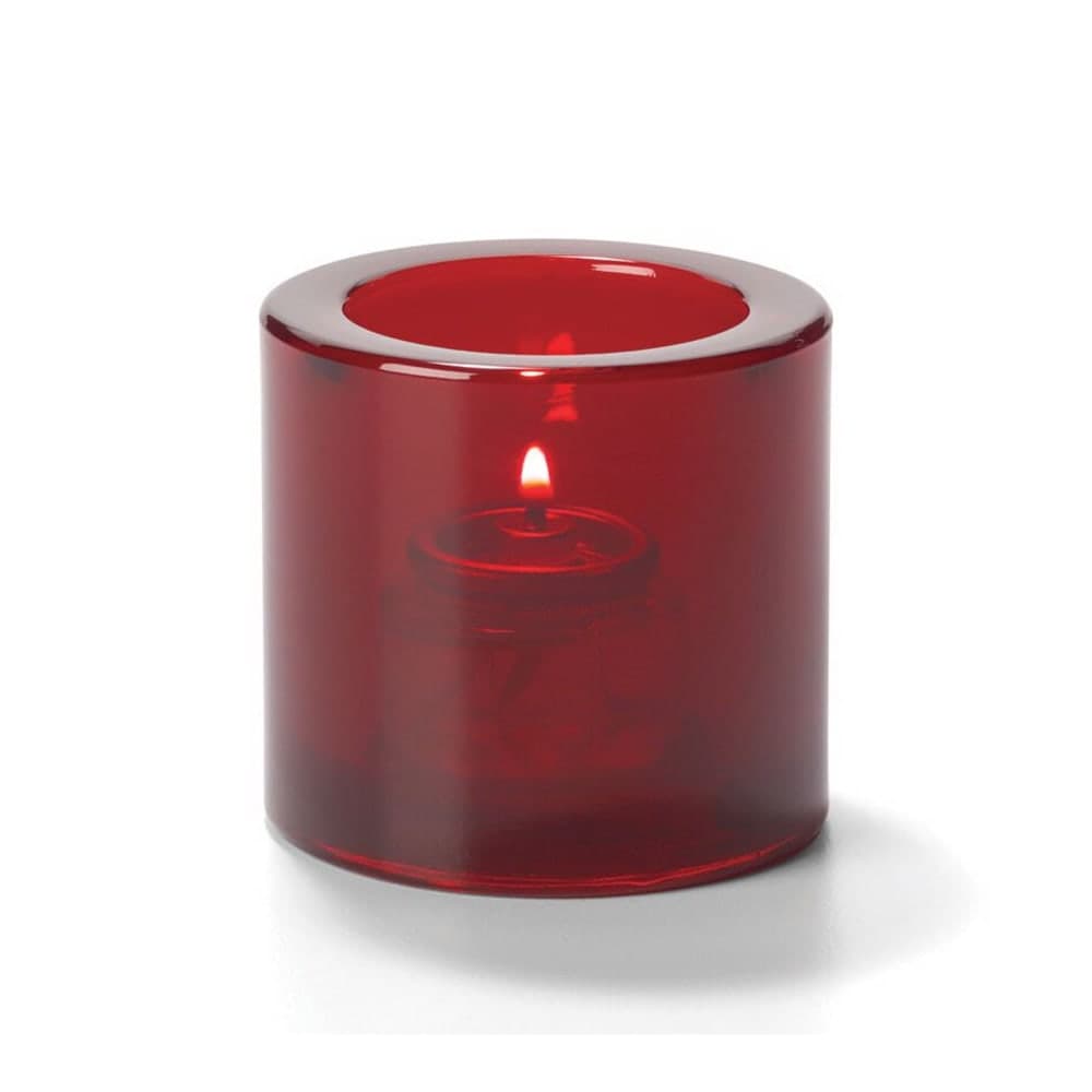 Hollowick 5140R Tealight Glass Lamp, Ruby, Thick Glass, 2 7/8"H x 2 3/4"dia.