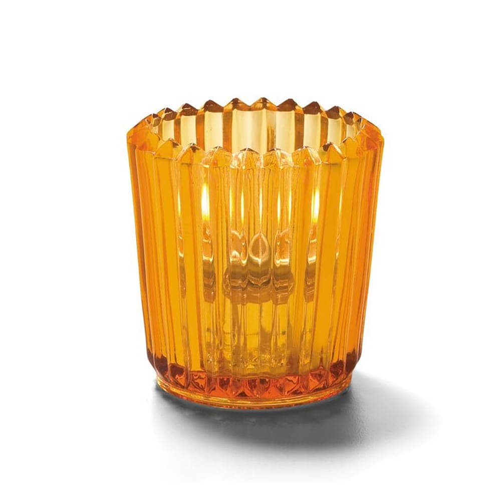 Hollowick 5228A Ribbed Tealight Lamp, 2 1/2" x 2 1/2", Glass, Amber