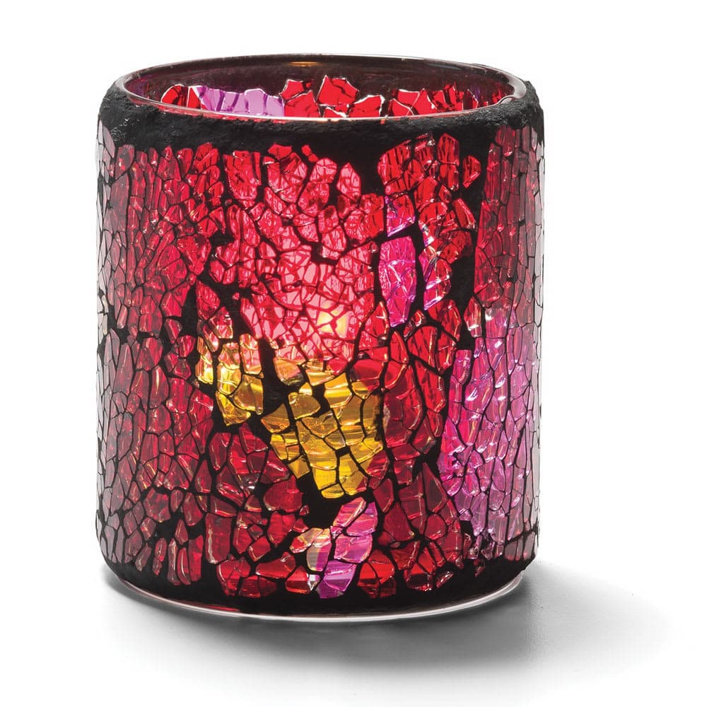 Hollowick 6301RG Crackle Votive Lamp For HD8, HD12 Or HD15, Red & Gold Glass
