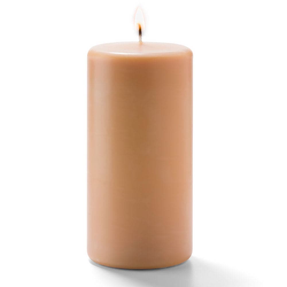Hollowick P3X6CP-12 Wax Pillar Candle - 3" x 6", Wax, Cappuccino