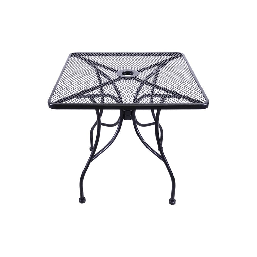 H&D Commercial Seating 36" Square Outdoor Table w/ Umbrella Hole - Steel, Black (MT3636)