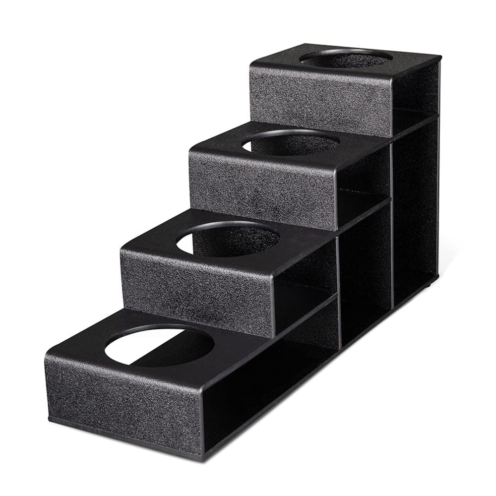 Dispense-Rite CTBH-4BT 4 Tier Bottle Organizer w/ 4 Bottle Capacity - Polystyrene, Black