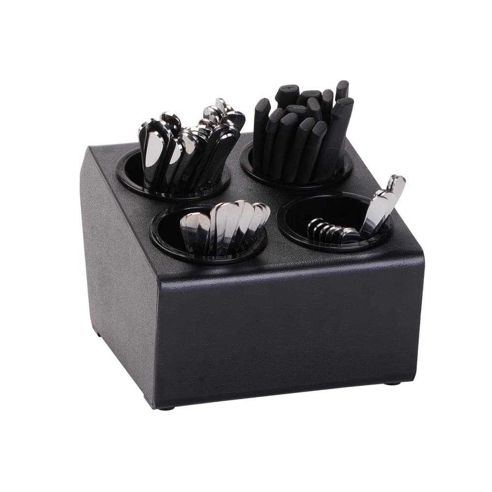 Dispense-Rite CTSH-4BT 4 Compartment Flatware Organizer - Black