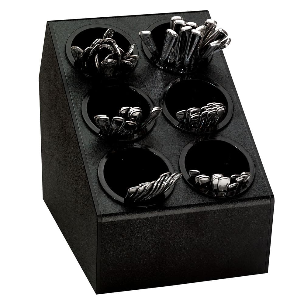 Dispense-Rite CTSH-6BT Silverware Organizer, 6 Compartment/Inserts, Black Polystyrene