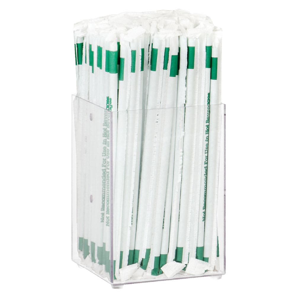 Dispense-Rite MSH-1 1 Compartment Straw Holder - 4" x 4" x 6", Clear