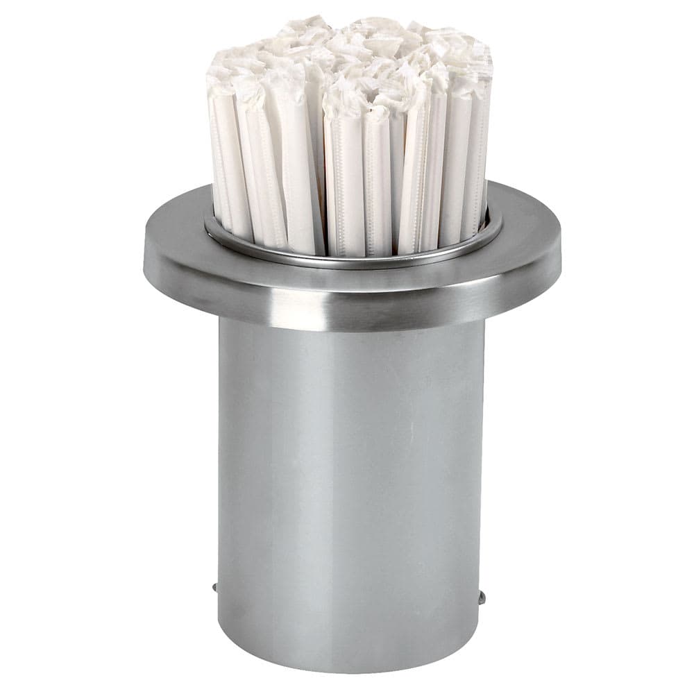 Dispense-Rite TSD-1C 1 Compartment Straw Holder - 5 3/8" x 6", Silver