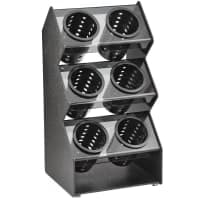 Dispense-Rite VSCH-6BT 6 Compartment Flatware Organizer - 10 1/2" x 21 1/8"H, Polystyrene, Black thumbnail 2