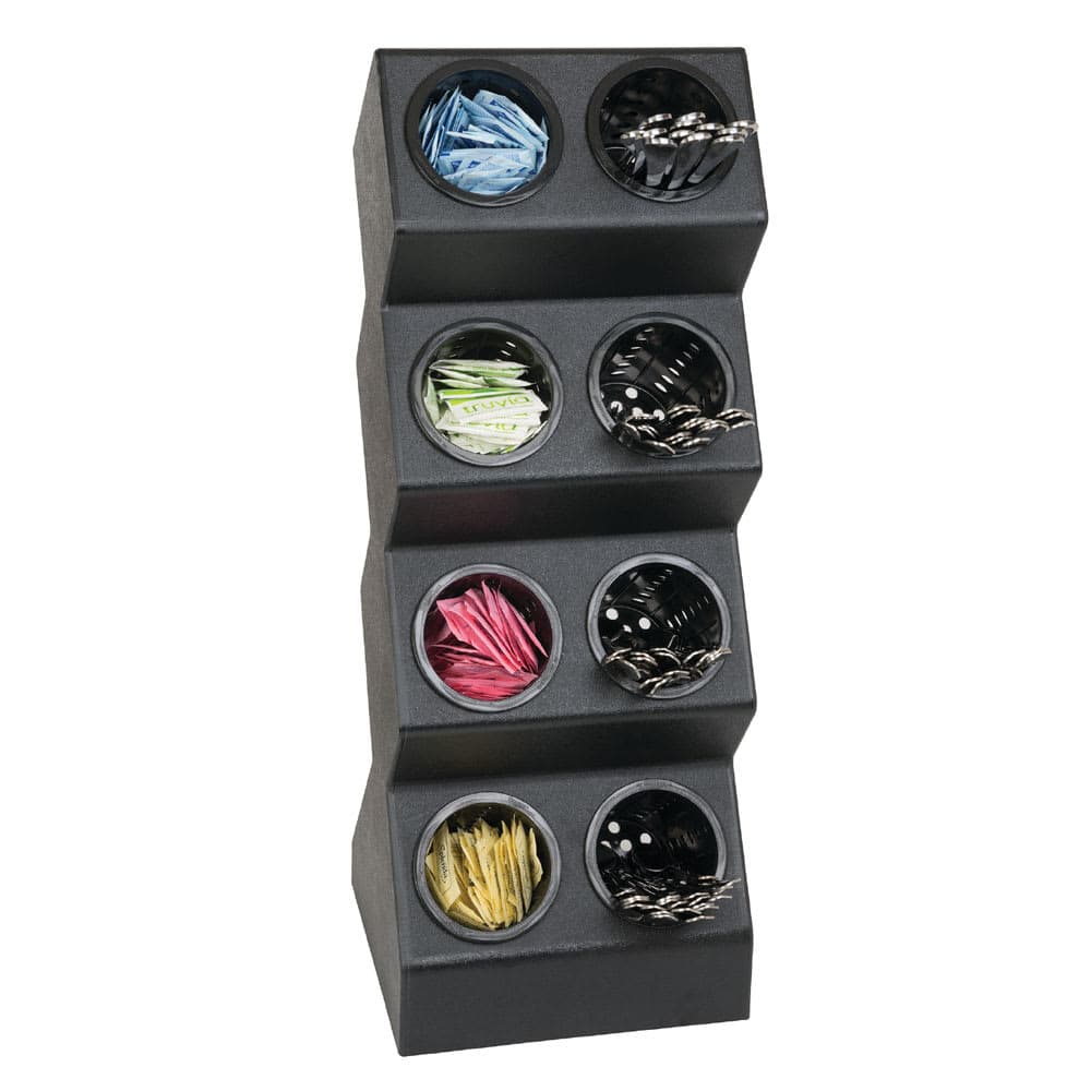 Dispense-Rite VSCH-8BT 8 Compartment Flatware Organizer - 10 1/2" x 28 1/8", Polystyrene, Black