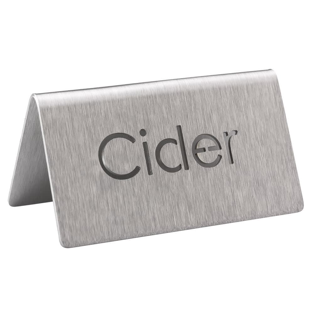 Service Ideas "Cider" Table Tent Sign - 3"W x 1 1/2"H, Brushed Stainless Steel (1C-BF-CIDER-MOD)
