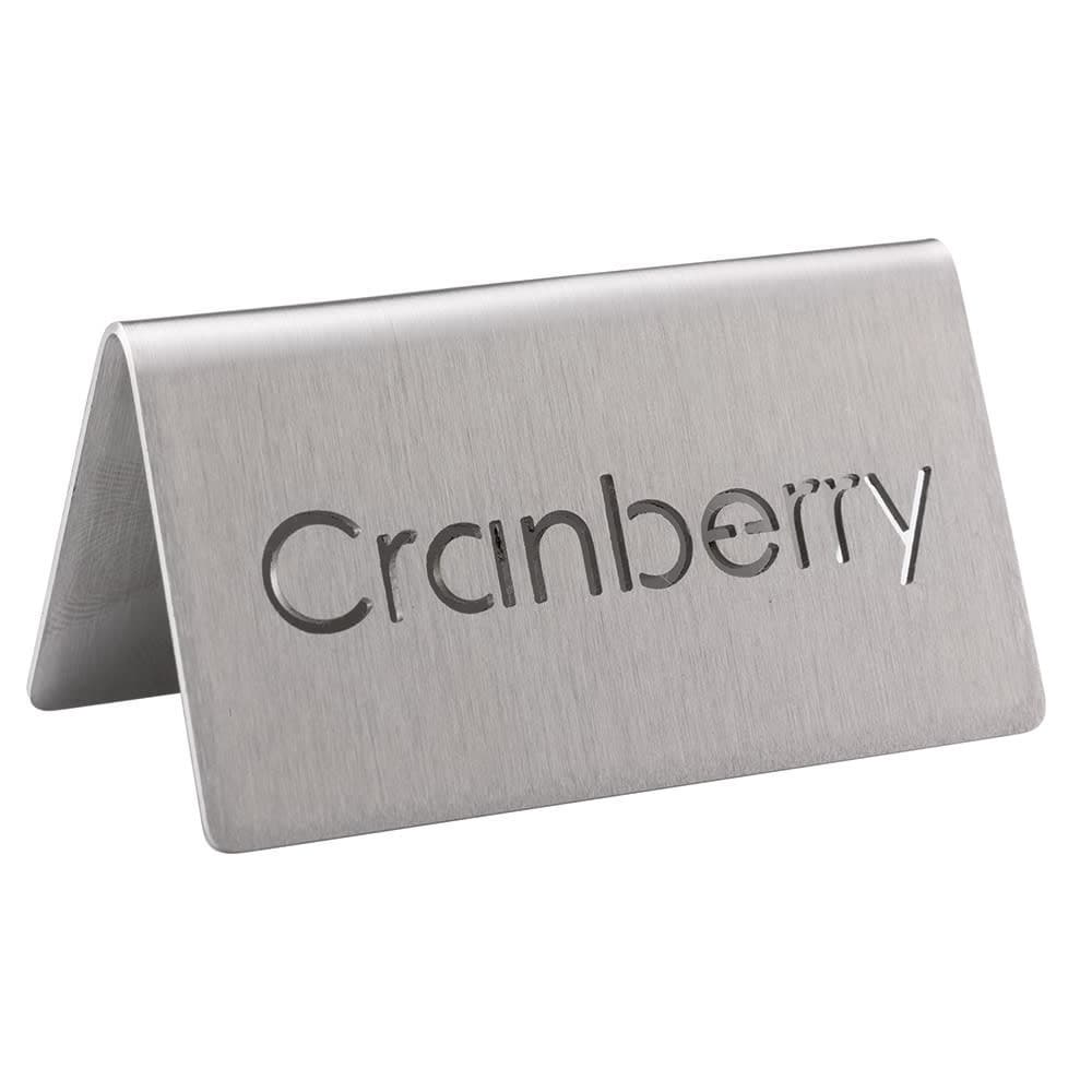 Service Ideas "Cranberry" Table Tent Sign - 3"W x 1 1/2"H, Brushed Stainless Steel (1C-BF-CRANBERRY-MOD)