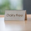 Service Ideas Dairy Free Beverage Table Tent Sign - 3"W x 1 1/2"H, Brushed Stainless (1C-BF-DAIRYFREE-MOD) thumbnail 2