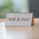 Service Ideas Half & Half Beverage Table Tent Sign - 3"W x 1 1/2"H, Brushed Stainless (1C-BF-HALF&HALF-MOD) thumbnail 2