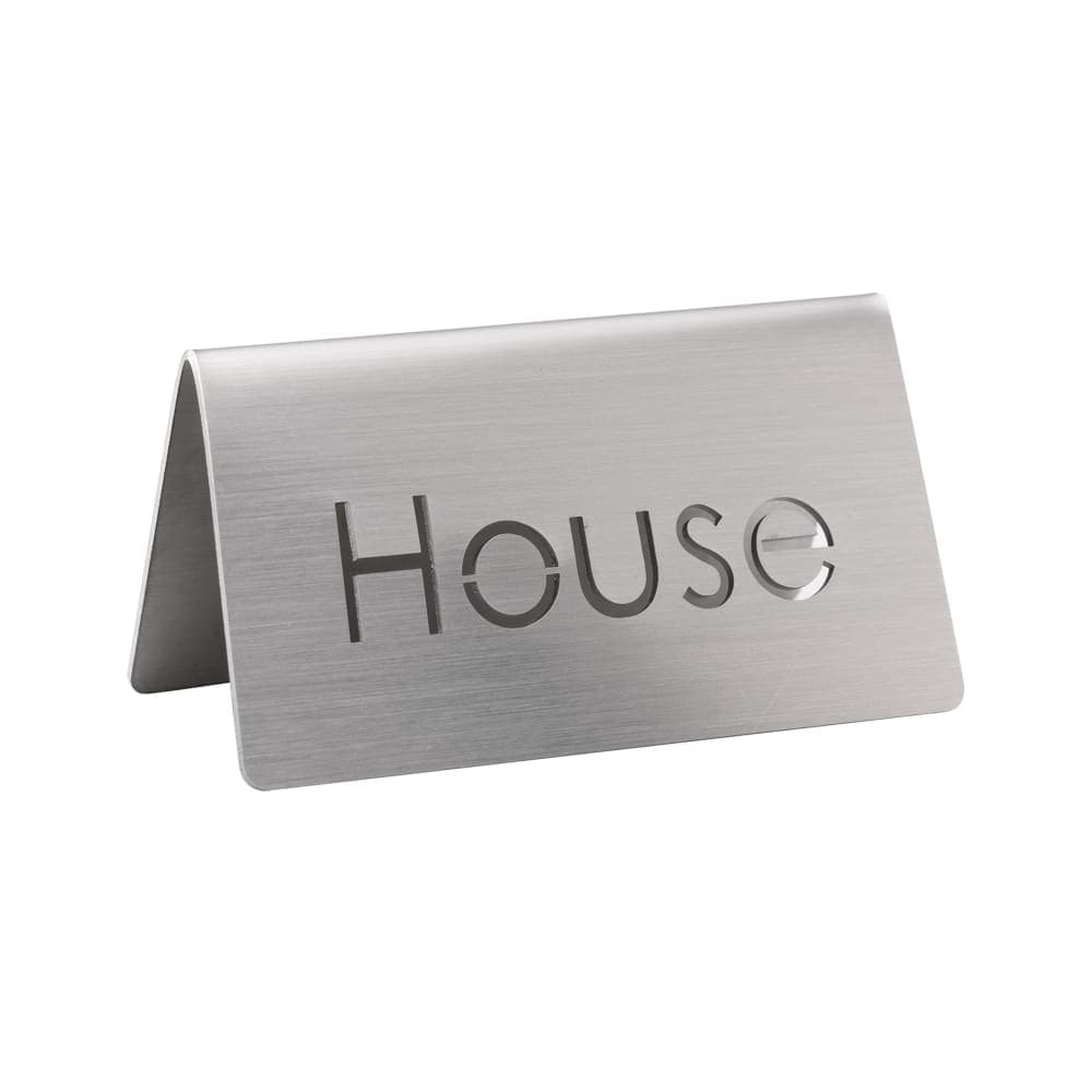 Service Ideas "House" Table Tent Sign - 3"W x 1 1/2"H, Brushed Stainless Steel (1C-BF-HOUSE-MOD)