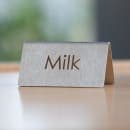 Service Ideas Milk Beverage Table Tent Sign - 3"W x 1 1/2"H, Brushed Stainless (1C-BF-MILK-MOD) thumbnail 2