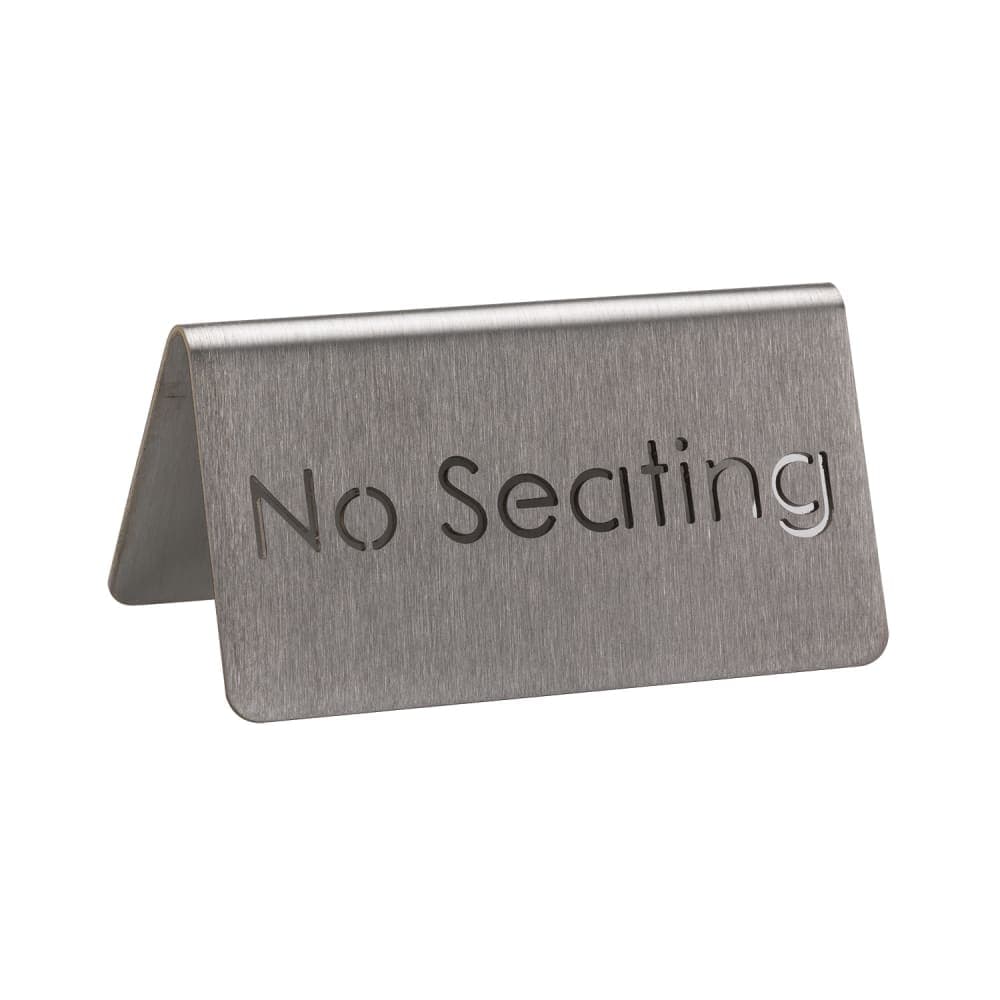 Service Ideas "No Seating" Table Tent Sign - 3"W x 1 1/2"H, Brushed Stainless (1C-BF-NOSEATING-MOD)