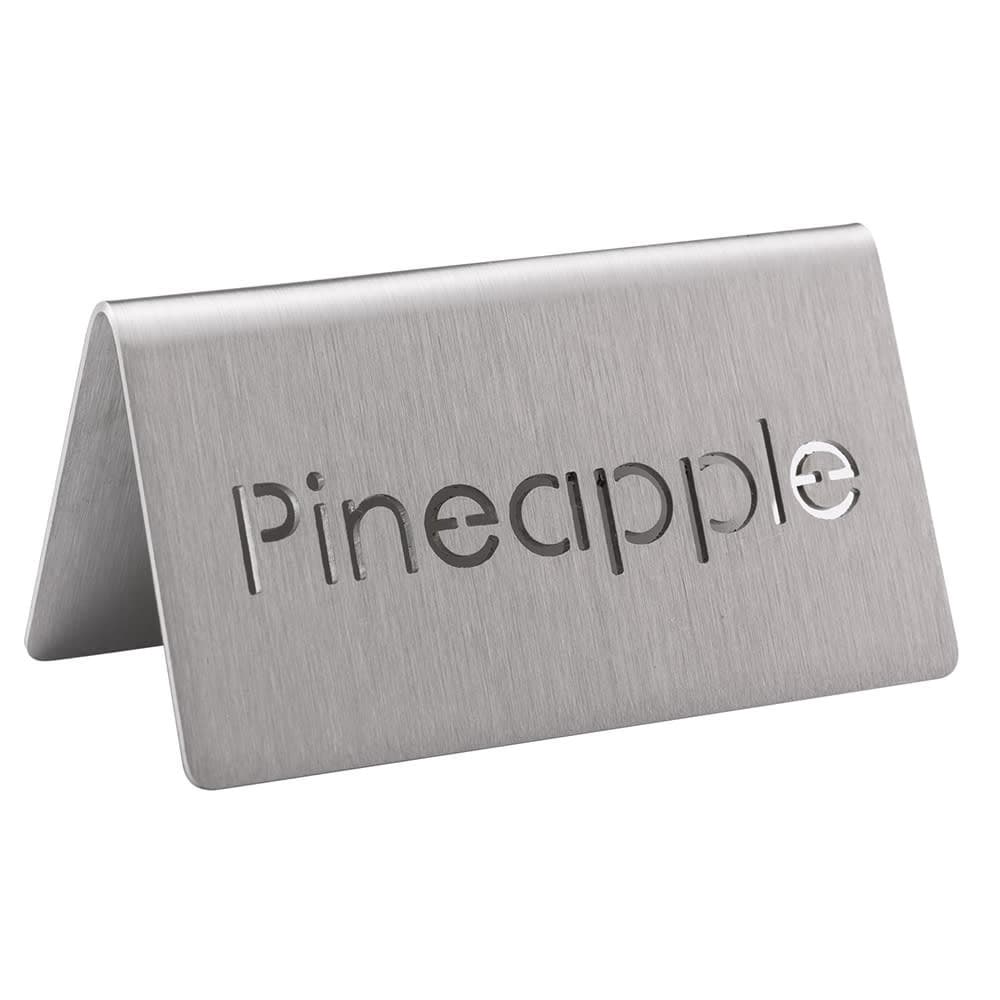 Service Ideas "Pineapple" Table Tent Sign - 3"W x 1 1/2"H, Brushed Stainless Steel (1C-BF-PINEAPPLE-MOD)