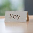 Service Ideas Soy Beverage Table Tent Sign - 3"W x 1 1/2"H, Brushed Stainless (1C-BF-SOY-MOD) thumbnail 2