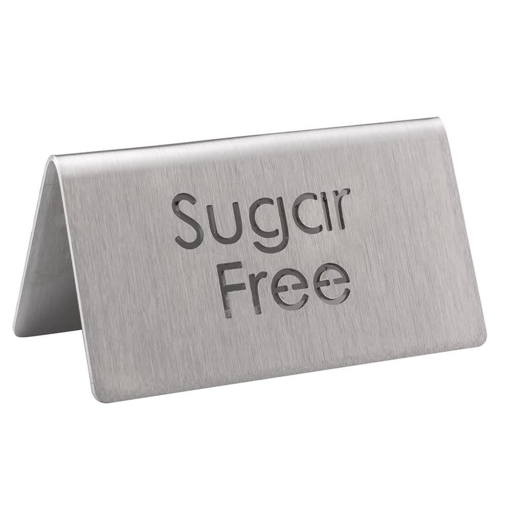 Service Ideas "Sugar Free" Table Tent Sign - 3"W x 1 1/2"H, Brushed Stainless Steel (1C-BF-SUGFREE-MOD)
