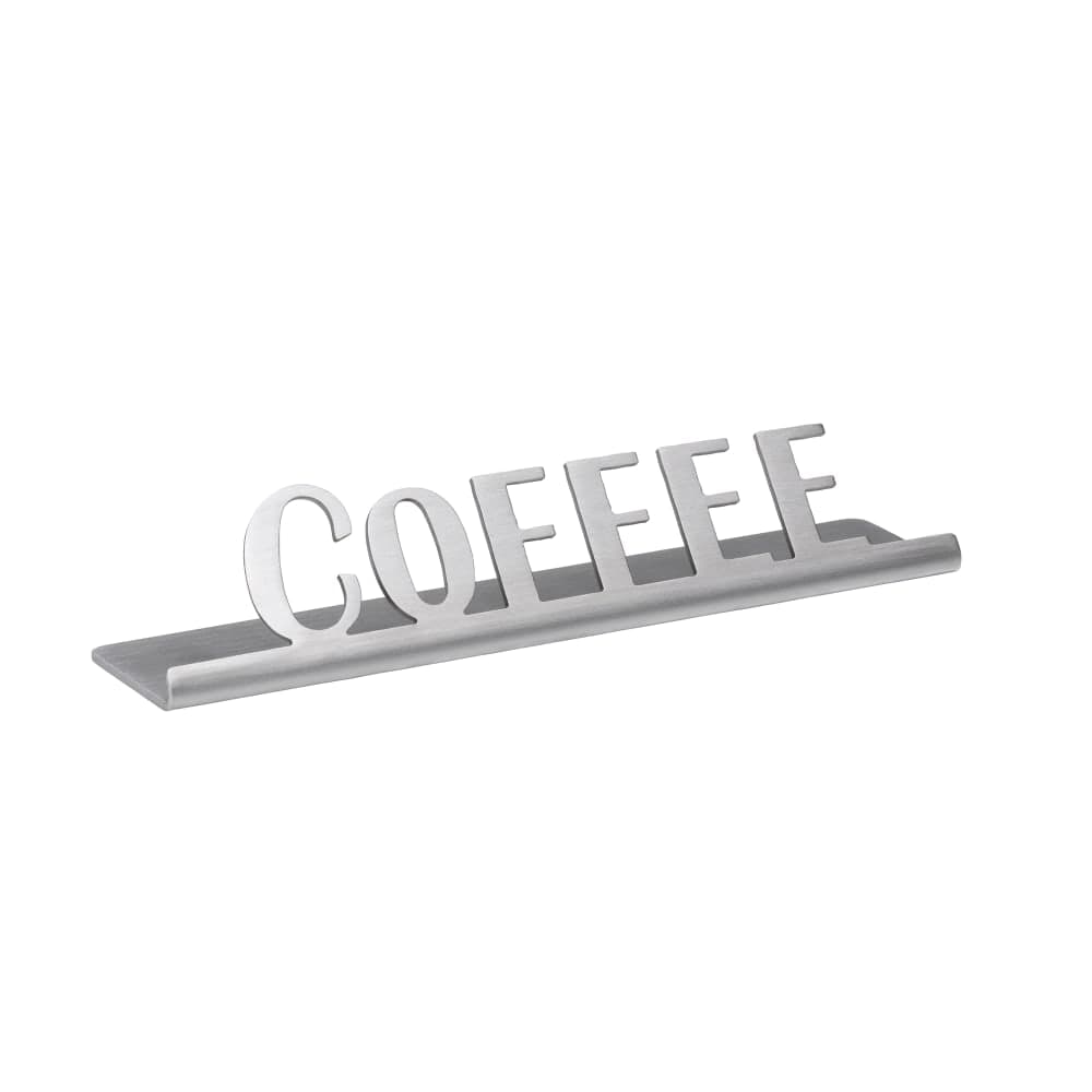 Service Ideas "Coffee" Table Tent Sign - 4 1/2"W x 1"H, Brushed Stainless Steel (1C-ST-COFFEE-SIGN)