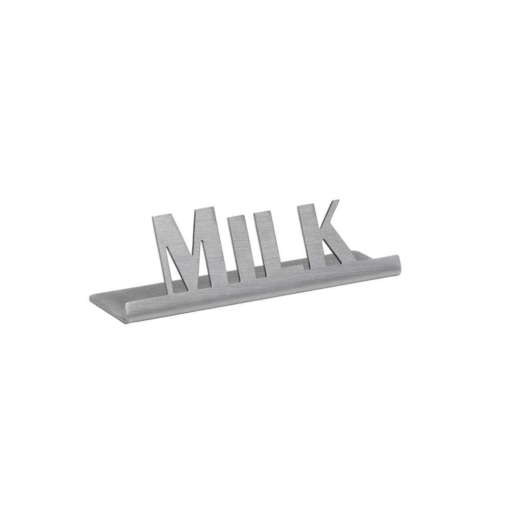 Service Ideas "Milk" Table Tent Sign - 3 1/2"W x 1"H, Brushed Stainless Steel (1C-ST-MILK-SIGN)