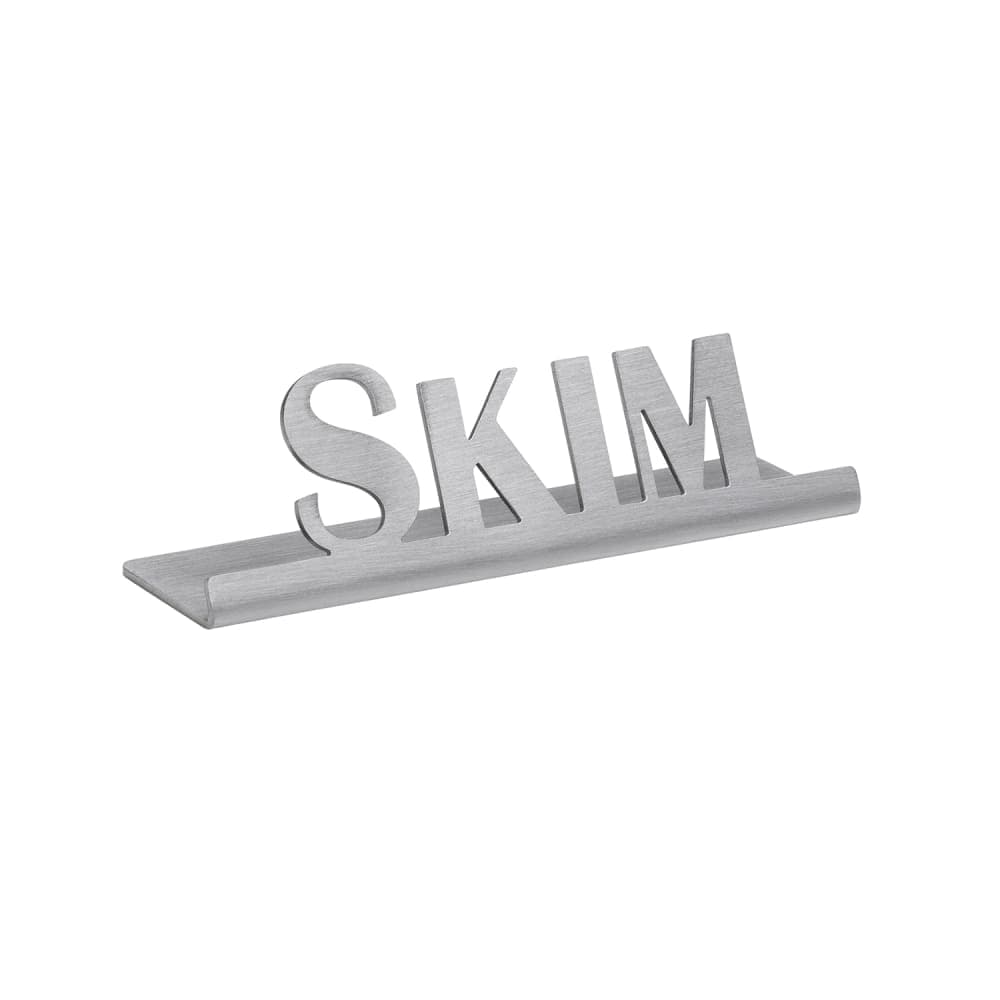 Service Ideas "Skim" Table Tent Sign - 3 1/2"W x 1"H, Brushed Stainless Steel (1C-ST-SKIM-SIGN)