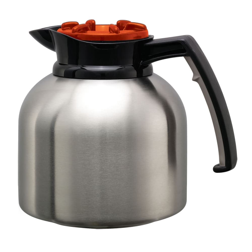 Service Ideas 64 1/5 oz Coffee Decanter w/ Orange Bew Thru Lid - Brushed Stainless (BNP19DL)
