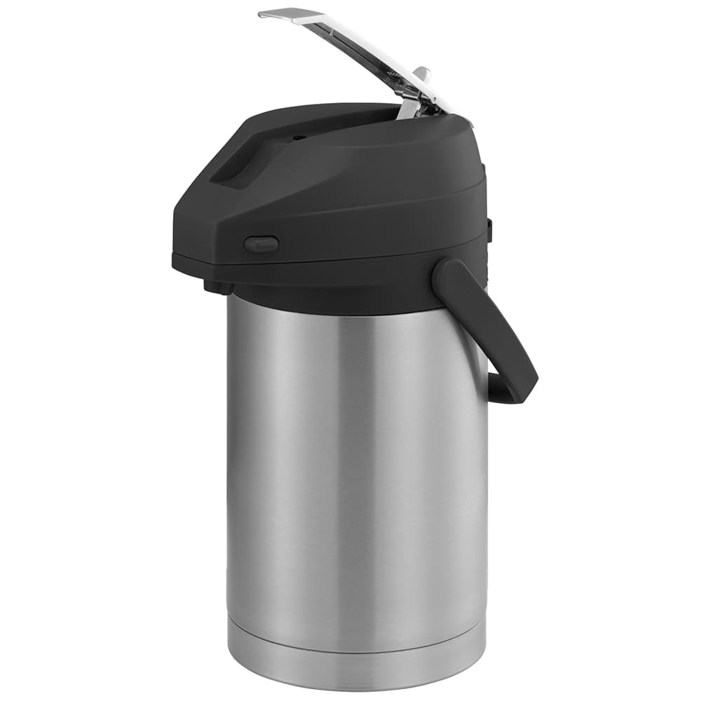 Service Ideas 2 1/2 Liter Lever Action Airpot w/ Stainless Liner - Vacuum Insulated, Brushed Stainless (CTAL25BL)