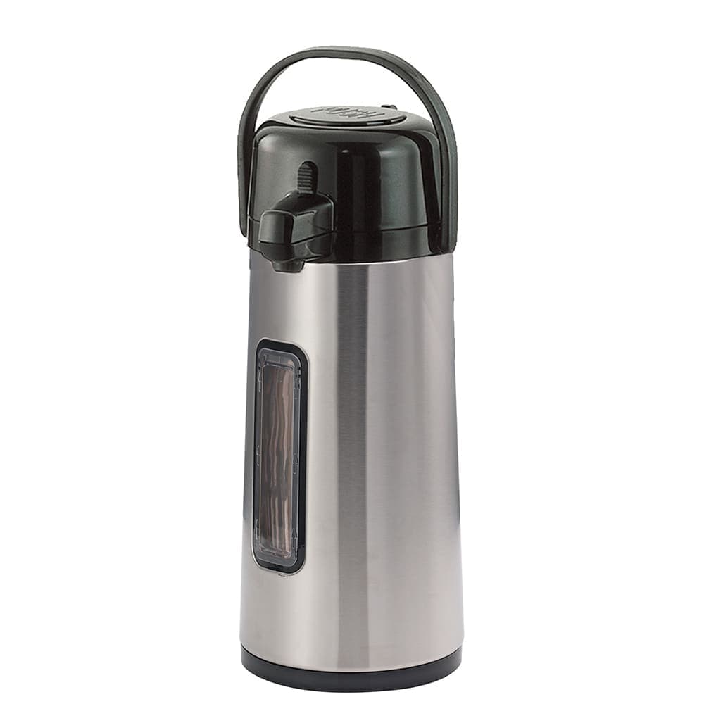 Service Ideas 2 1/5 Liter Pump Style Airpot w/ Glass Liner - Vacuum Insulated, Brushed Stainless (ECA22SGY)