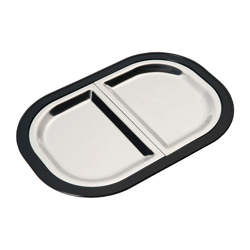 Service Ideas Complete Rectangular Platter Set, Divided, Large, Stackable, Black (LO125BLC)