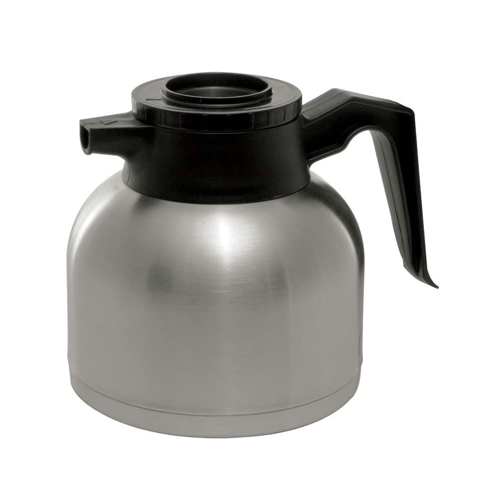 Service Ideas Low Profile 1 9/10 liter Brew & Pour Server w/ Black Lid, Stainless (SHS19S)