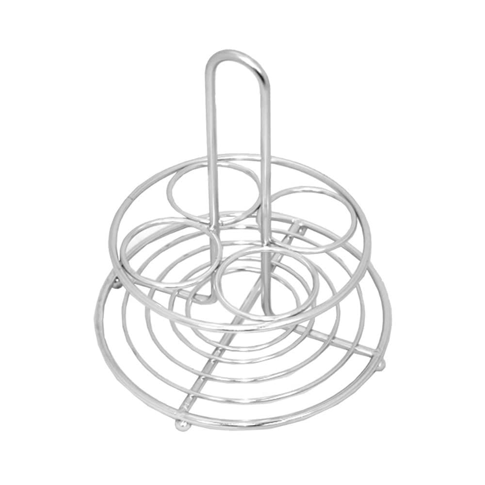 Service Ideas 4 Compartment Round Condiment Caddy - Stainless Steel (STOH4)