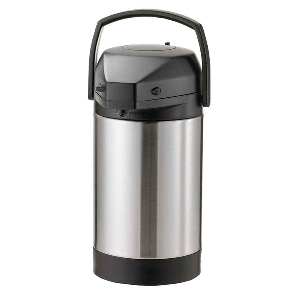 Service Ideas 2 1/2 Liter Pump Style Airpot w/ Stainless Liner - Vacuum Insulated, Brushed Stainless (SVAP25P)