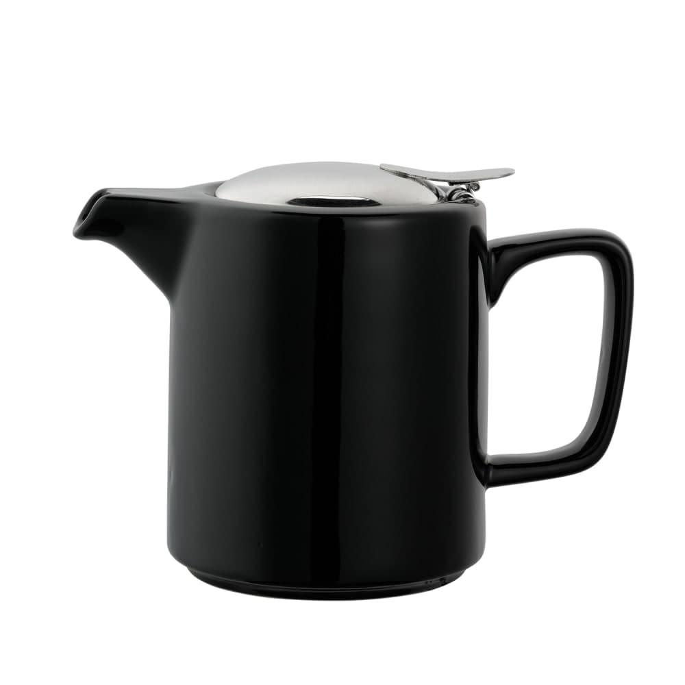 Service Ideas 16 oz Washington-Style Teapot w/ Lid & Infuser Basket, Black (TPCW16BL)
