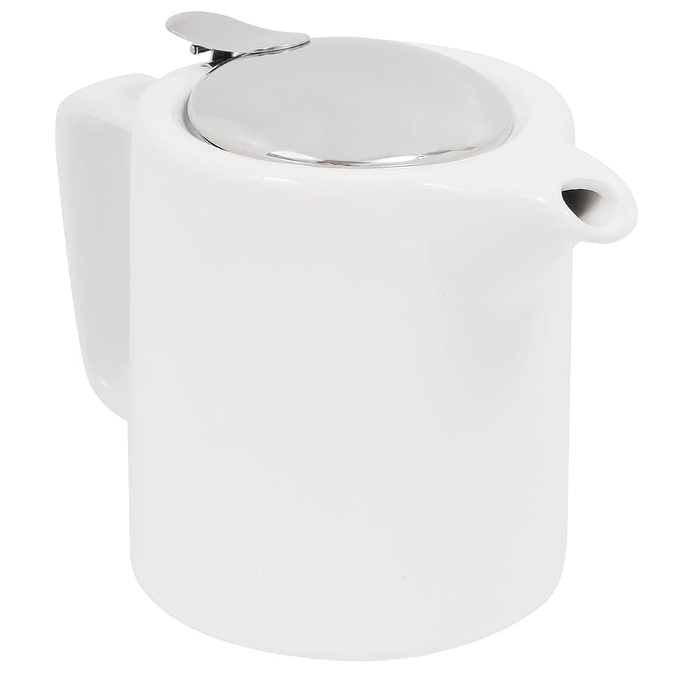 Service Ideas 16 oz Washington-Style Teapot w/ Lid & Infuser Basket, White (TPCW16WH)